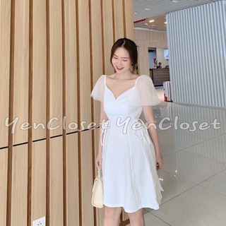 đầm xoè phối lưới