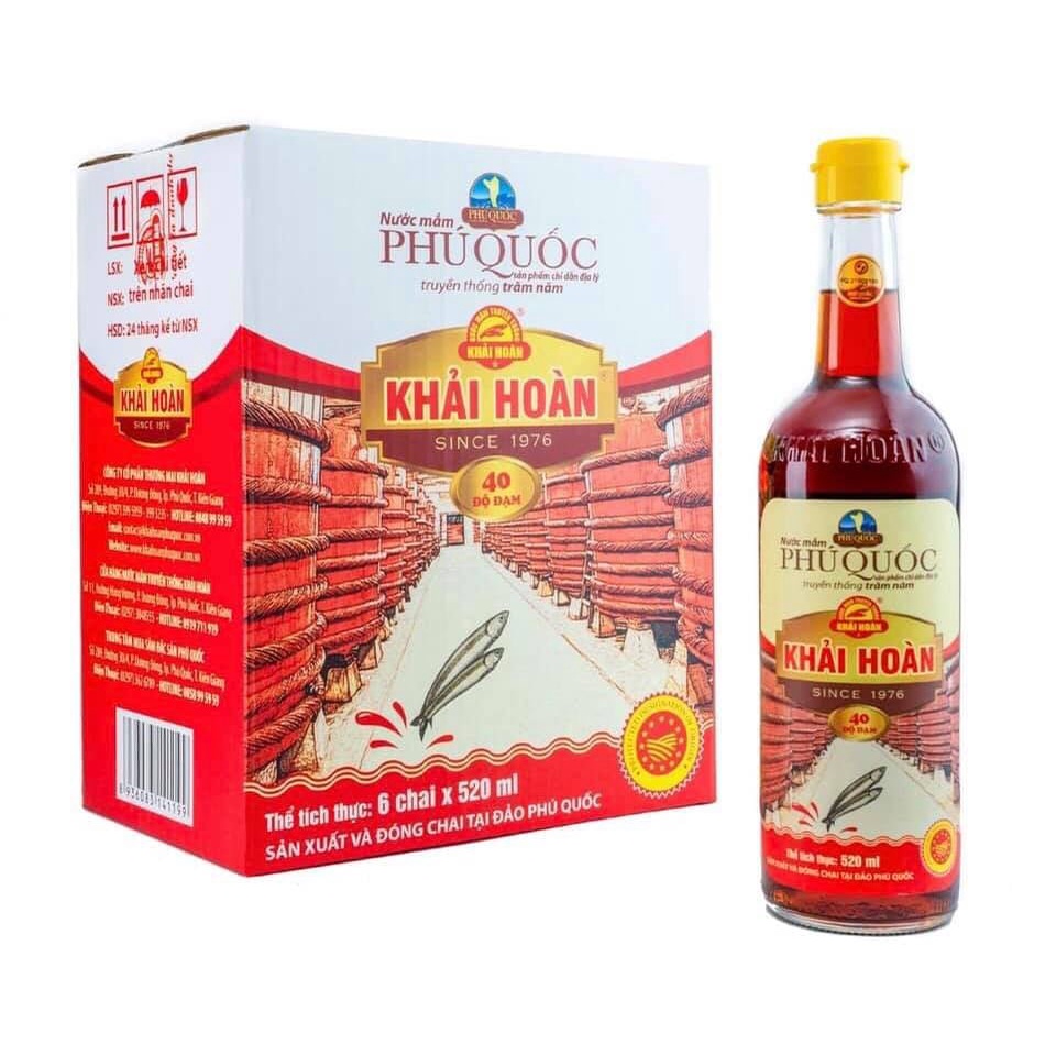Nước mắm Phú Quốc Khải Hoàn 40 độ đạm chai 520ml