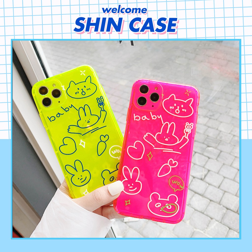 Ốp lưng iphone Baby Bear neon dẻo mềm 5/5s/6/6plus/6s/6splus/7/7plus/8/8plus/x/xr/xs/11/12/pro/max/plus/promax | BigBuy360 - bigbuy360.vn