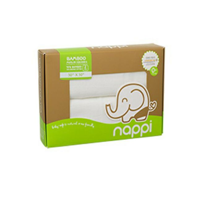 Set 2 khăn sợi tre đa năng cho bé Nappi 77x77cm, khăn vải dệt cotton organic - Monnie Kids