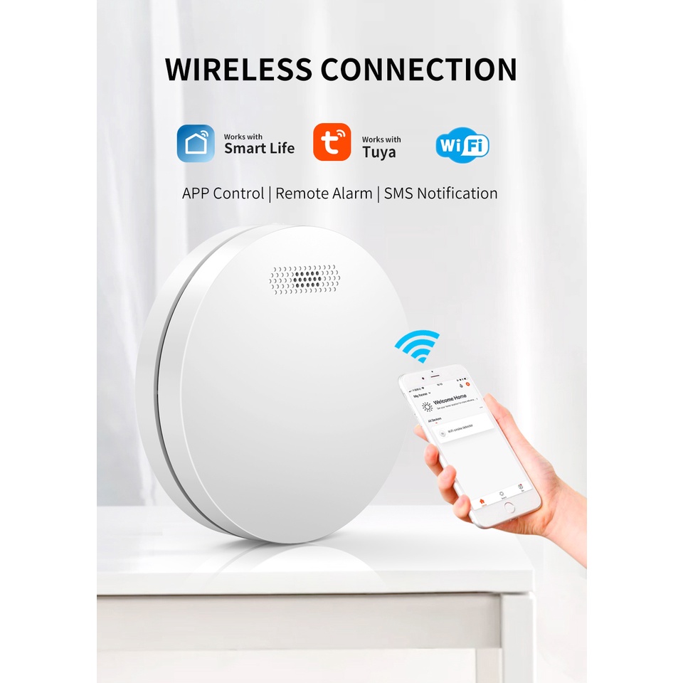 Đầu Cảm Biến Khói Báo Động Hỏa Hoạn Wifi Tuya SM11, SM12 đạt tiêu chuẩn CE EN14604