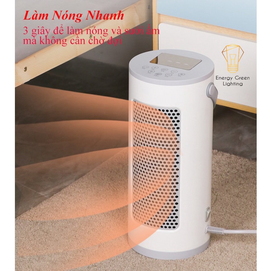 Máy sưởi Để Bàn C13,C14 Quạt Sưởi Mini Energy Green Lighting  - Công Nghệ Sưởi Gốm PTC-Làm Nóng Nhanh - Ion Âm - Có Điều