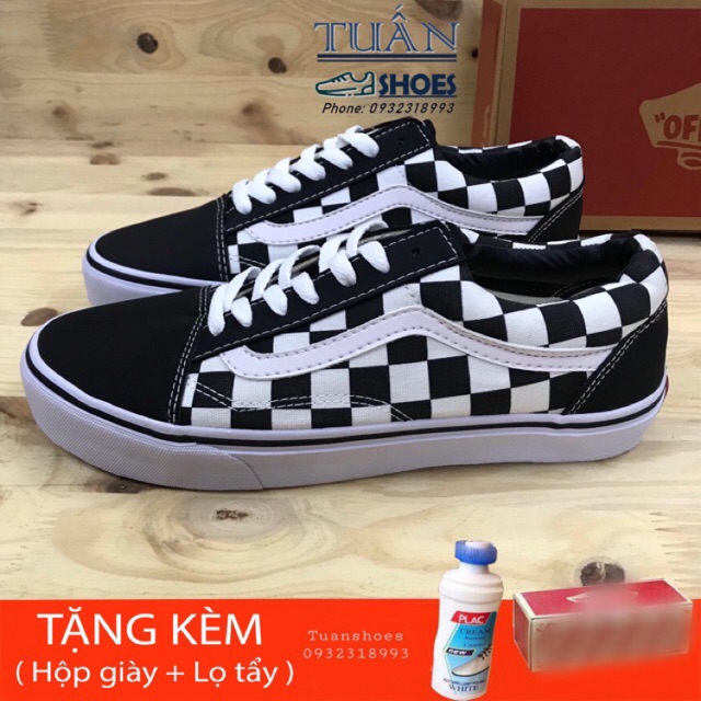 [TẶNG HỘP+LỌ TẨY] GIÀY Thể thao skull CARO đen trắng nam nữ