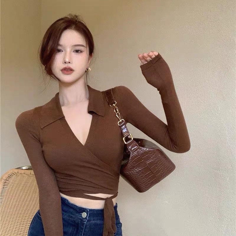 Áo Croptop Phối Dây Rút Thời Trang Mùa Hè Quyến Rũ Cho Nữ