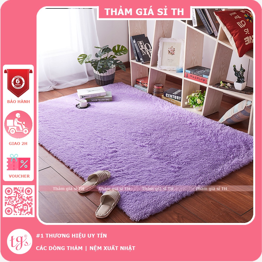 Thảm Lông Trải Sàn Phòng Khách Lông Xù Tím 160x200