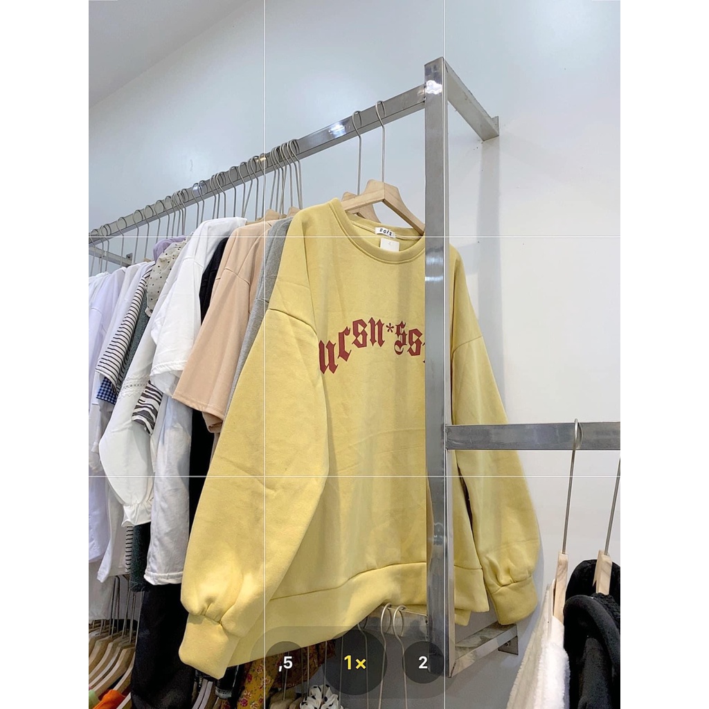 Áo sweater nỉ  form rộng nam nữ cổ bẻ cao  tay dài có khóa kéo hàn quốc màu đen Unisex