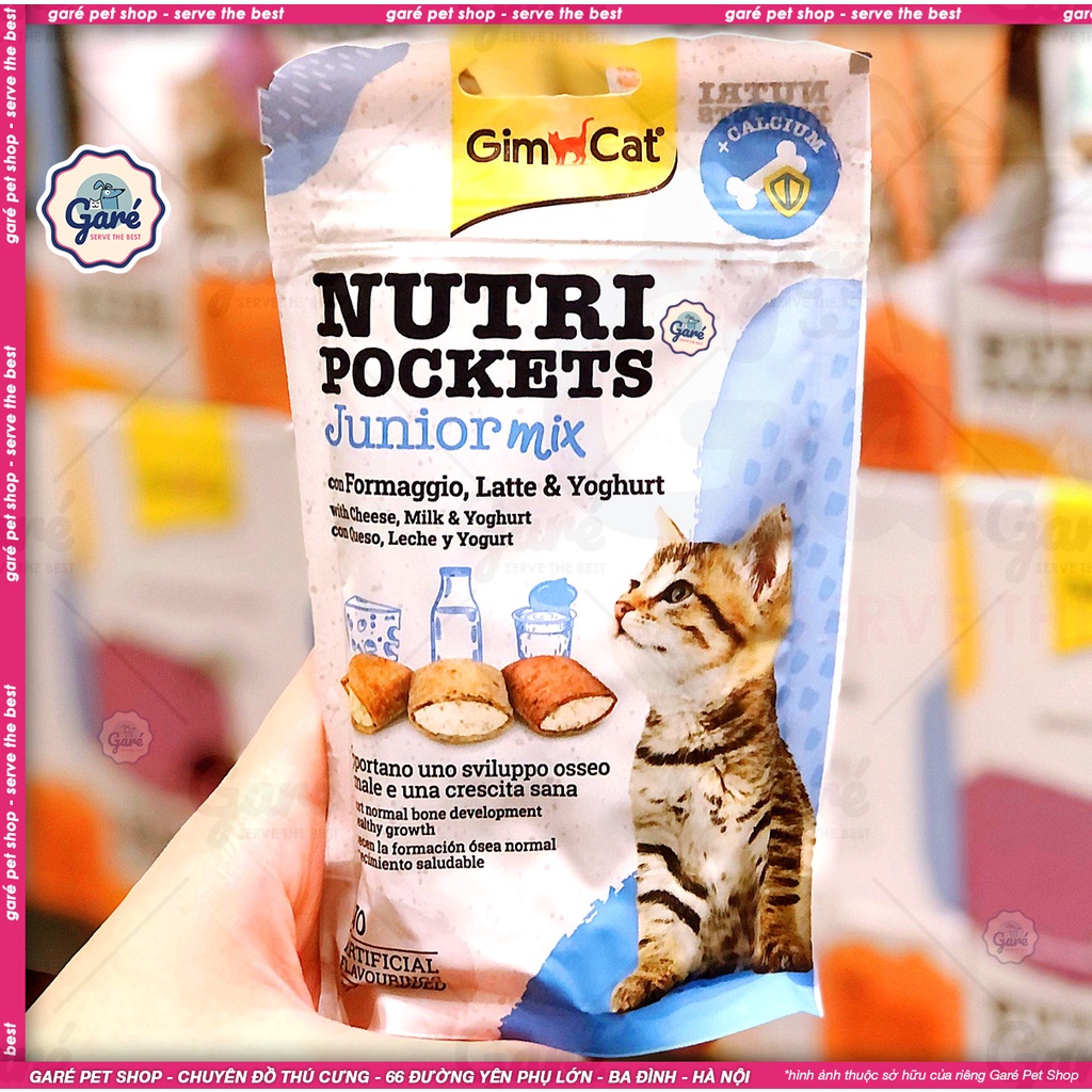 60gr - Bánh thưởng Nutri Pockets hàng nhập Đức chính hãng nhiều vị cho Mèo - GimCat Nutri Pockets cat snack (60g)