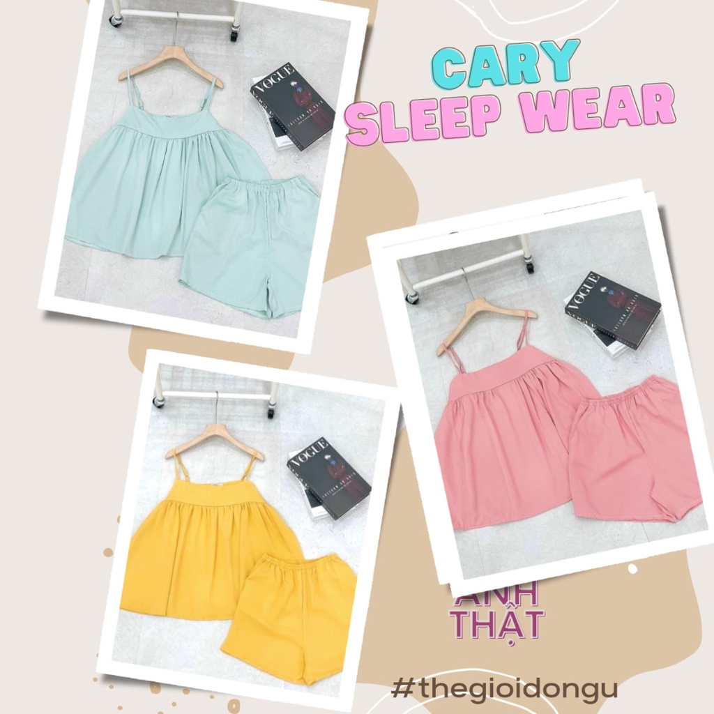 Set đồ ngủ hai dây họa tiết sexy, bộ ngủ 2 dây mặc nhà thoải mái mát mẻ CARY