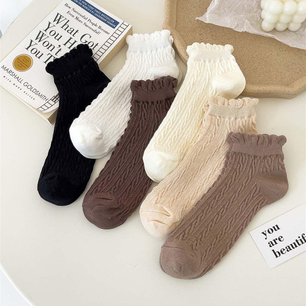 Vớ Cotton Cổ Thấp Họa Tiết Dễ Thương Nhiều Màu Phong Cách Hàn Quốc Thời Trang Cho Nữ