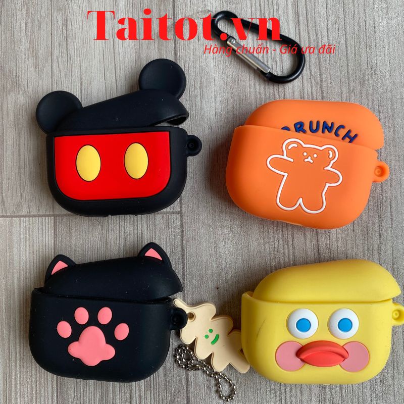 Case bảo vệ tai nghe Airpod 3, Ốp bảo vệ tai nghe không dây Air 3 hình thú và các thương hiệu chất liệu Silico - Taitot