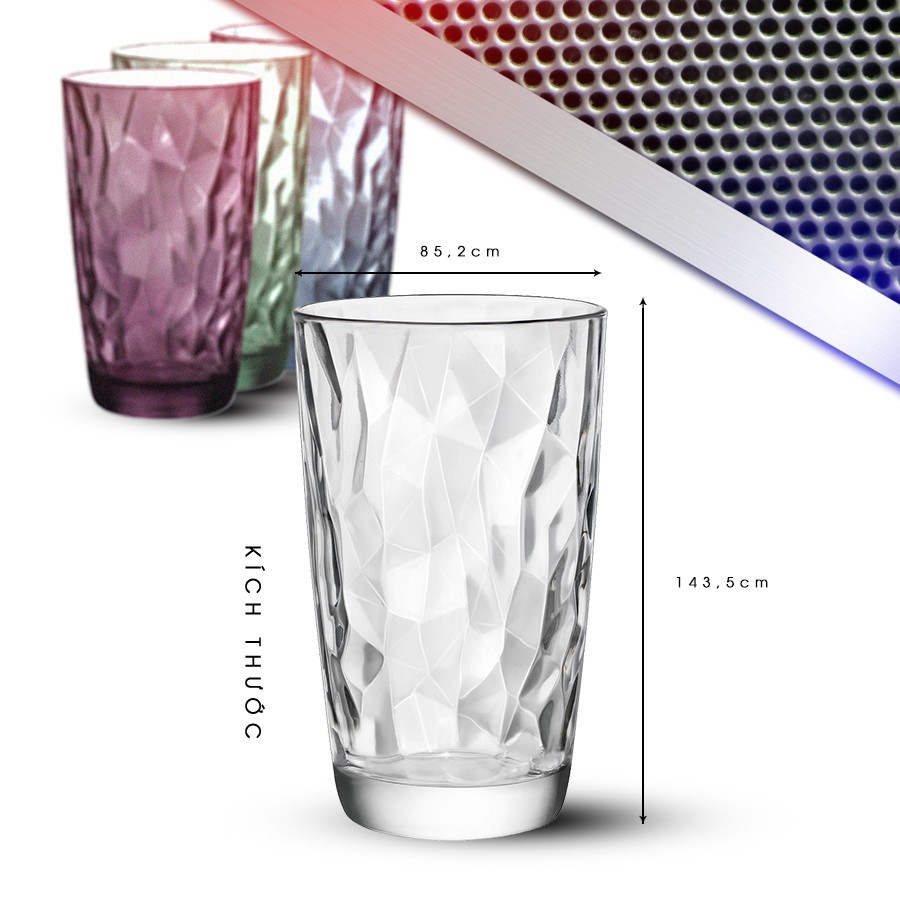 Bộ 6 ly thủy tinh Bormioli Rocco Diamond cao 470ml - Nhiều màu - Hàng chính hãng