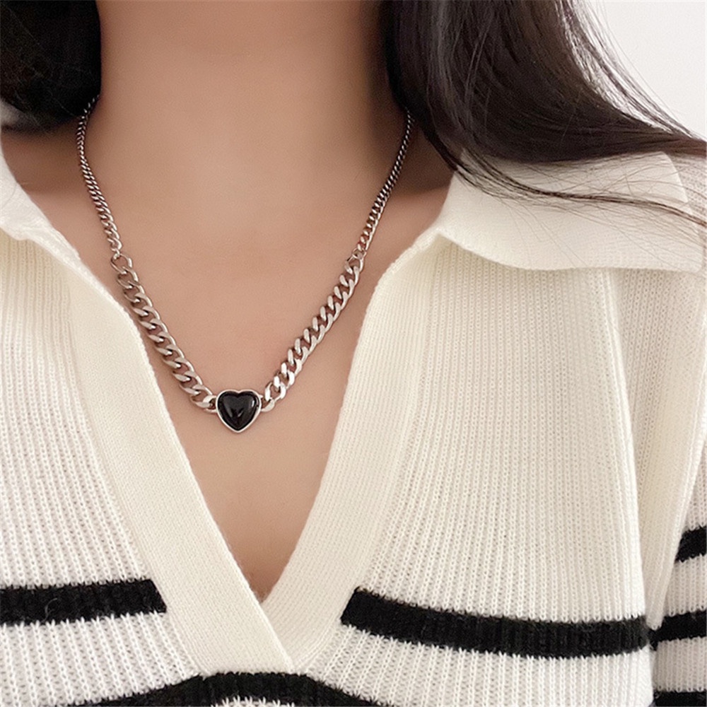 Vòng cổ / vòng tay gắn hình trái kim bằng thép không gỉ thanh lịch cho nữ