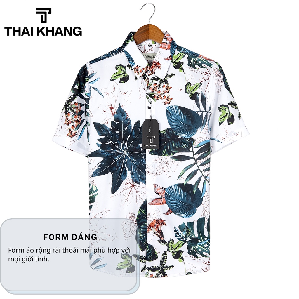 Áo sơ mi họa tiết THÁI KHANG vải lụa mềm mặc thoải mái rất mát A3D36