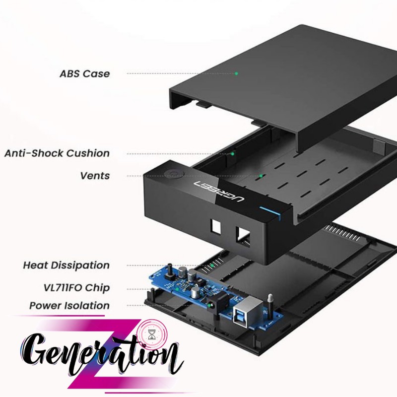 Box gắn HDD 3.5 Hỗ Trợ HDD 10TB UGREEN 50422