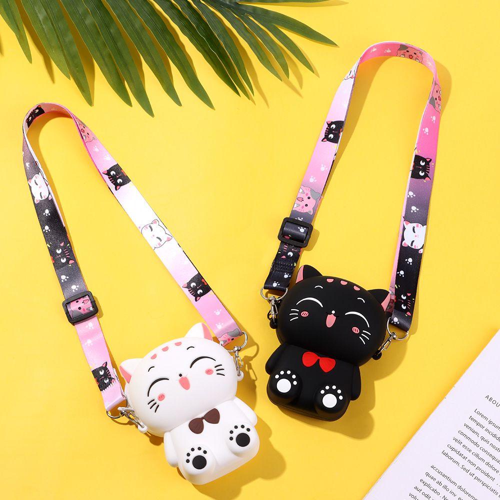Túi Đeo Chéo Mini Bằng Silicone Hình Mèo Dành Cho Nữ