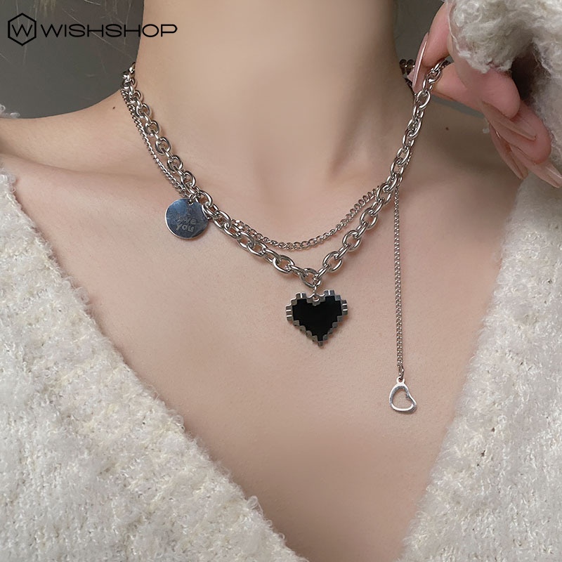 Vòng cổ Nữ Hai Lớp Mặt Hình Trái Tim Thời Trang