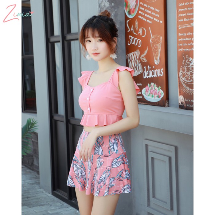 Đồ Bơi Bikini 2 Mảnh Đi Biển, Áo Croptop Có Đệm Ngực, Quần Váy Xòe Cực Xinh B119 ZINIA | BigBuy360 - bigbuy360.vn