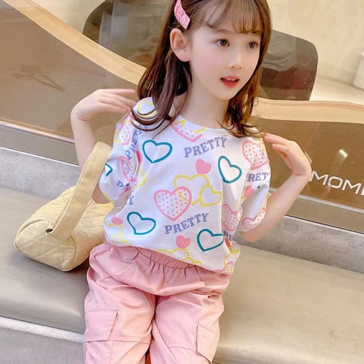 Áo Thun Cotton Ngắn Tay Phong Cách Nhật Hàn Thời Trang Mùa Hè 2022 Cho Bé Gái