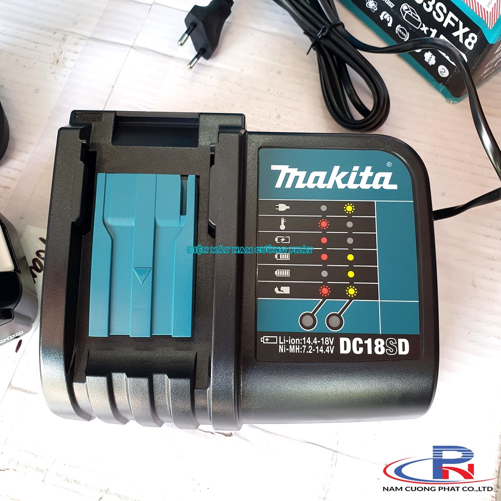 Máy khoan búa, vặn vít dùng pin 18v Makita DHP453