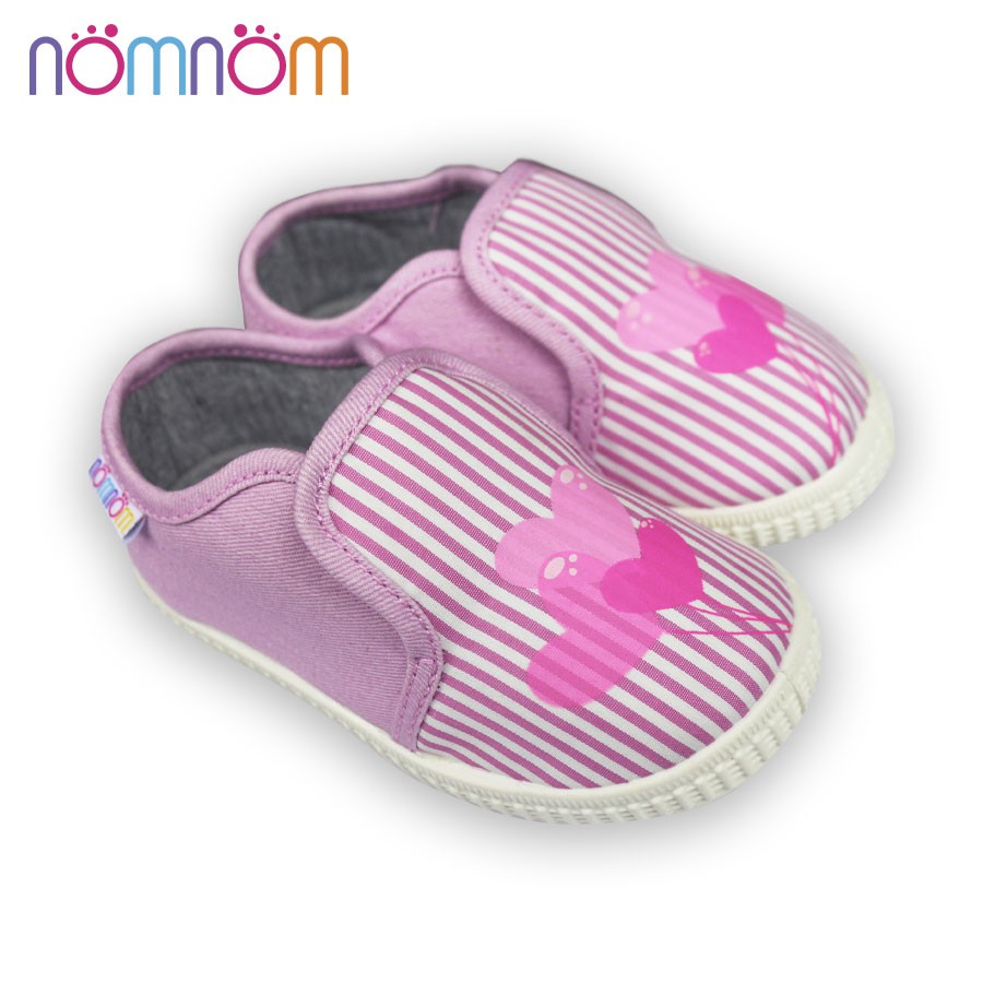 Giày slipon bé gái nomnom EPG1933 kẻ hồng