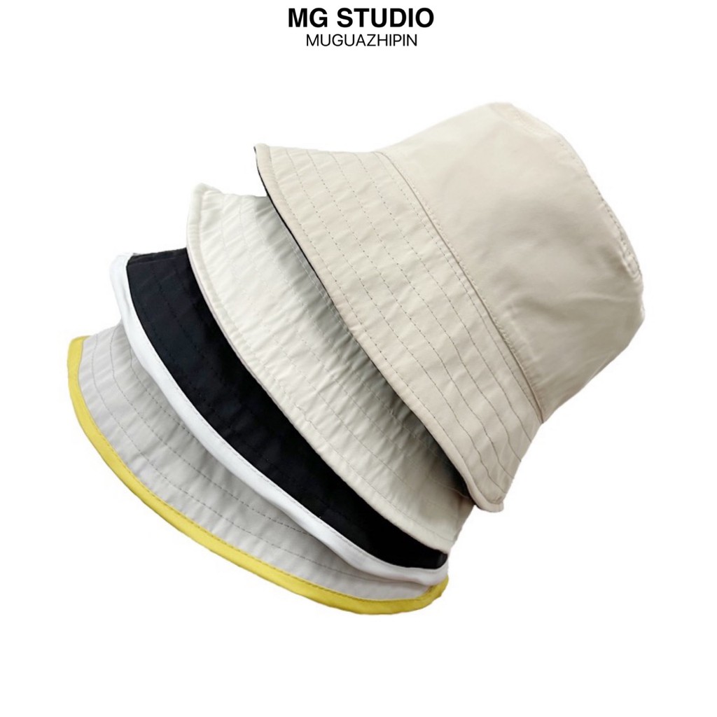Mũ tai bèo MG STUDIO vải nylon màu trơn dễ thương đội được hai mặt