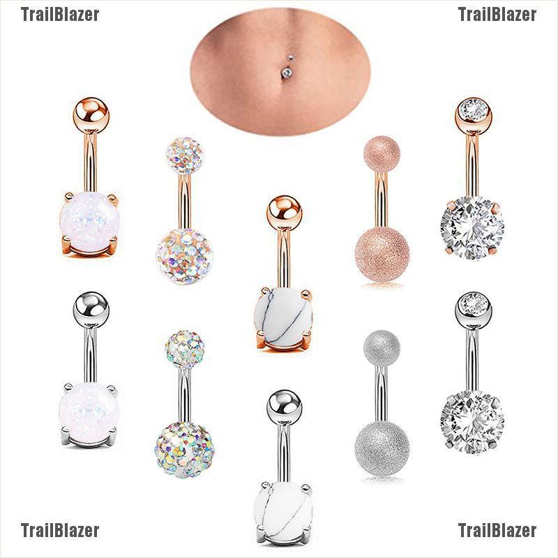 Khuyên Rốn Đính Đá Bằng Thép Y Tế