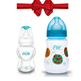 Combo 1 bình sữa pur cổ thường 125ml + 1 bình sữa pur cổ rộng 250ml
