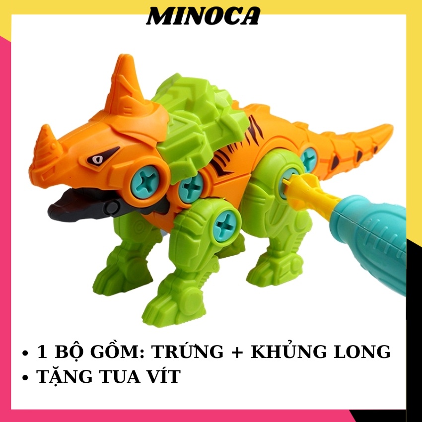 Trứng Khủng Long Lắp Ráp Đồ Chơi Thông Minh cho Bé Tặng Kèm Tua Vít