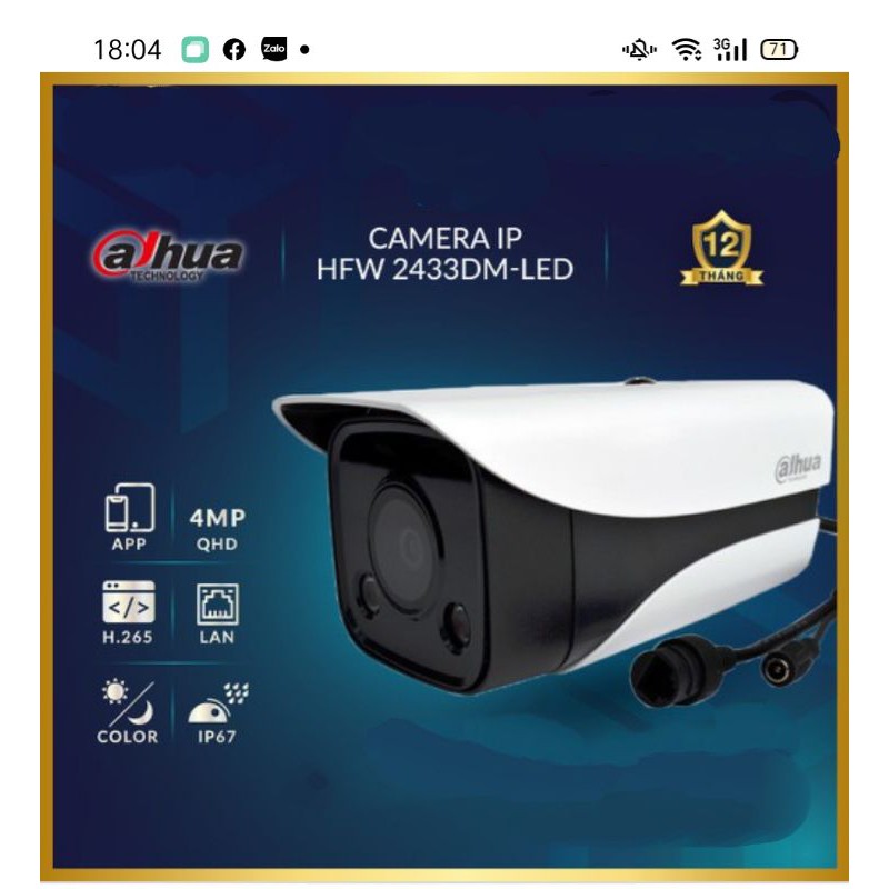 Camera Dahua IP 2433DM-LED (có màu ban đêm)