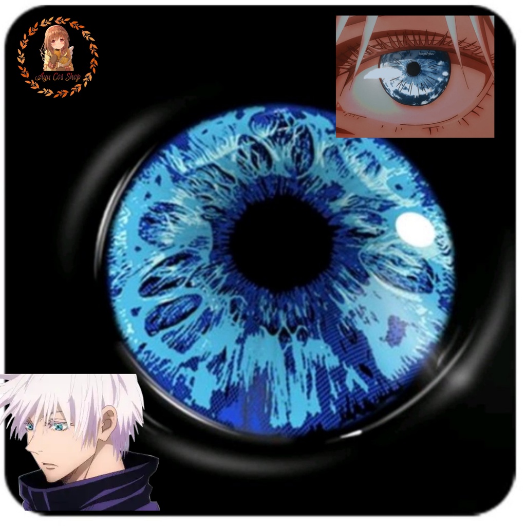 Kính áp tròng lens cosplay Makima Sucrose zhongli Genshin Gojo Satoru Jujutsu xanh dương vàng cam