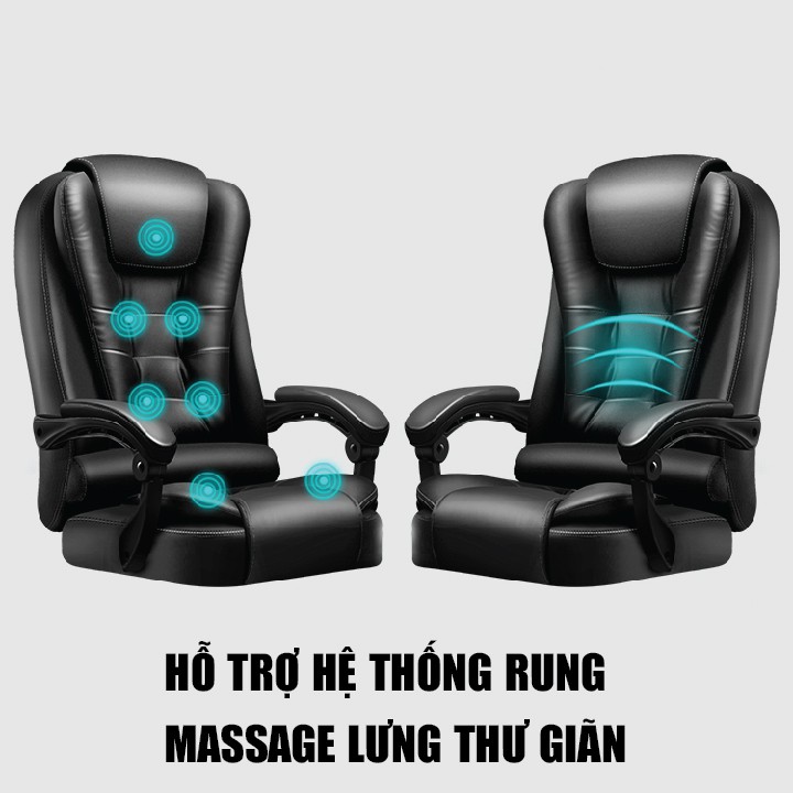 Ghế Da Xoay Văn Phòng, Ghế Làm Việc Giá Tốt, Ghế Ngả Lưng - Tựa Đầu - Kê Chân, Ghế Có Massage Rung Thư Giãn 5 Điểm