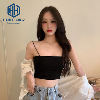 Áo croptop 2 dây nữ trơn dáng ngắn ôm Freesize