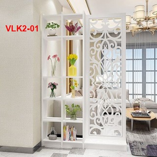 Vách Ngăn Bình Phong Họa Tiết Hiện Đại ( 1 Vách 2 Kệ) VLK2-01 - Nội thất lắp ráp Viendong Adv