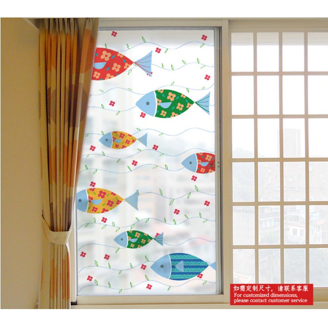 Decal dán kính cao cấp - Cá sắc màu ( 60x116 )