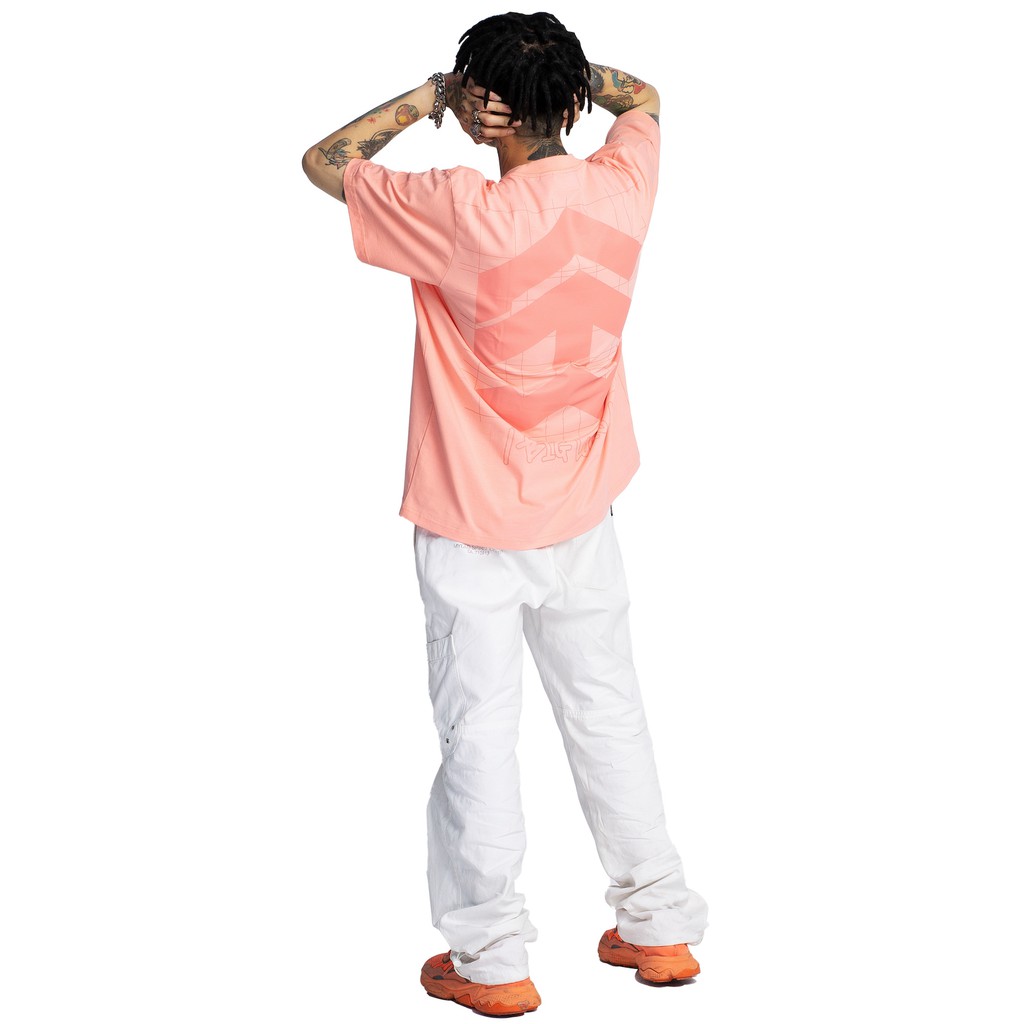 5THEWAY® /public icon/ BIG LOGO SQUARE TEE in PEACH BUD aka Áo Thun Tay Ngắn Hồng Nhạt