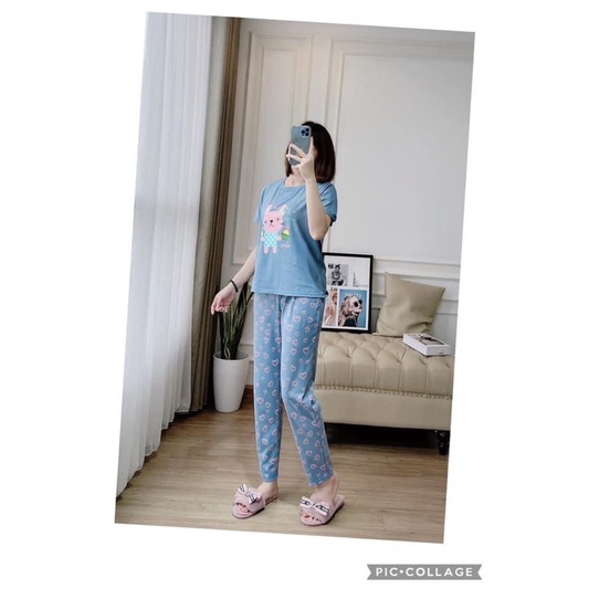 Bộ nhà full cotton muji siêu xinh đẹp. chất cotton cao cấp đanh lì siêu co giãn tha hồ vận động