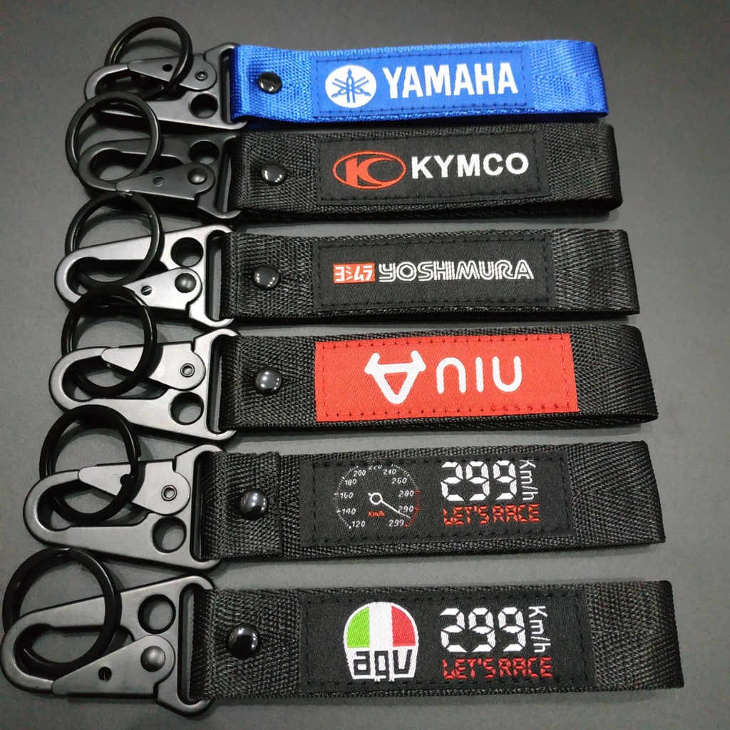 Móc chìa khóa vải 16x2.5 cm hình thêu 299kmh 399kmh