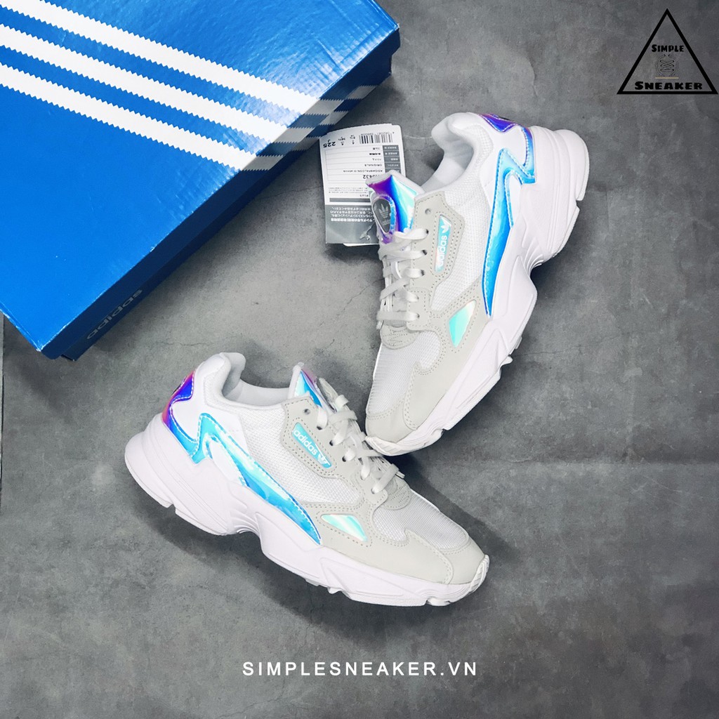 Giày Adidas Falcon Chính Hãng FREESHIP Adidas Falcon Nữ Chuẩn Auth - Giày Falcon White Hologram - Simple Sneaker