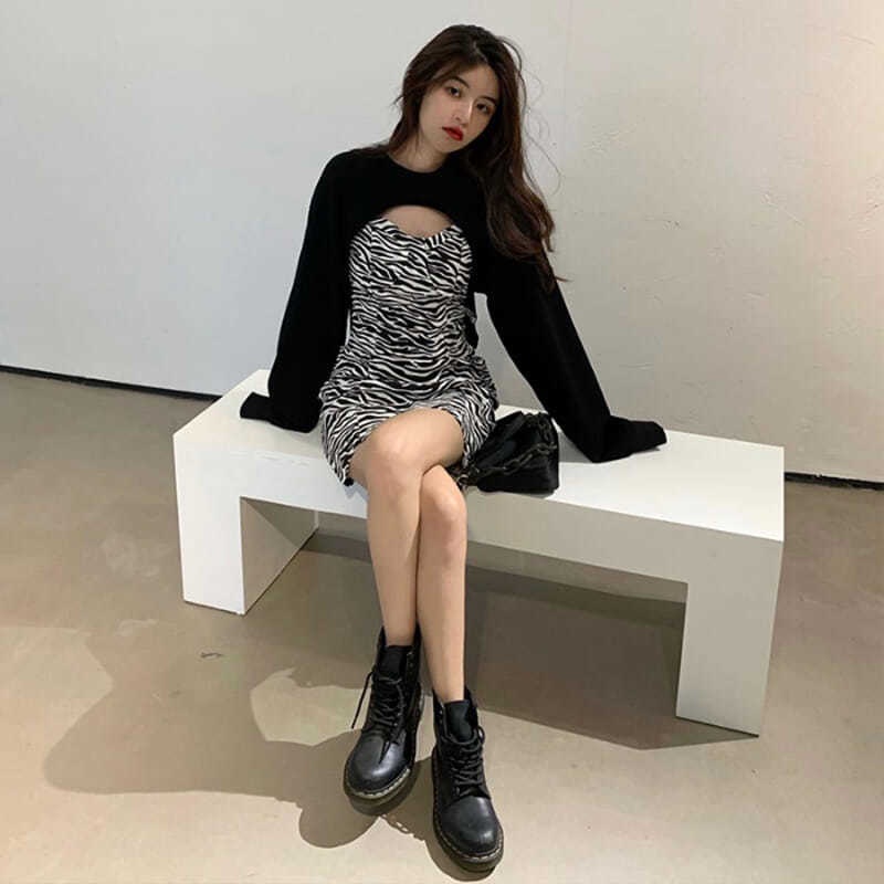 Set Đầm Hai Dây Và Áo Khoác Thời Trang Cỡ Lớn 150kg Cho Nữ | BigBuy360 - bigbuy360.vn