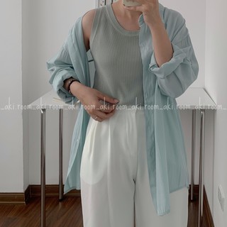 Áo tank top len gân mềm co giãn