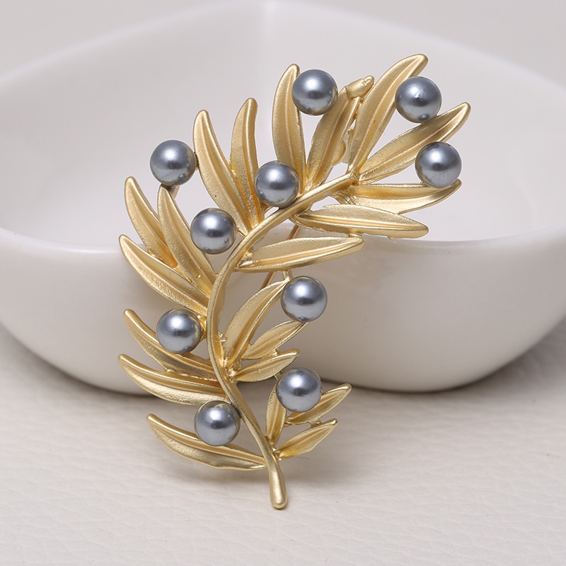 Ghim CàI ÁO HìNh Lá PhốI HạT NgọC Trai ThờI Trang Cho Nữ