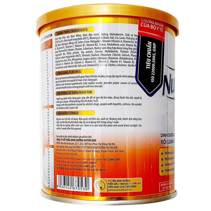 Sữa Nutricare Liver 400g -900g  DINH DƯỠNG Y HỌC DÀNH CHO NGƯỜI RỐI LOẠN CHỨC NĂNG GAN