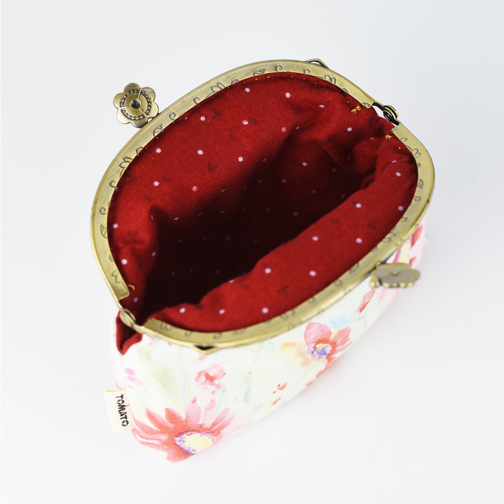 Ví cầm tay khung đồng vải hoạ tiết xinh xắn đựng tiền, mỹ phẩm VÍ LADYBUG - TOMATO HANDMADE