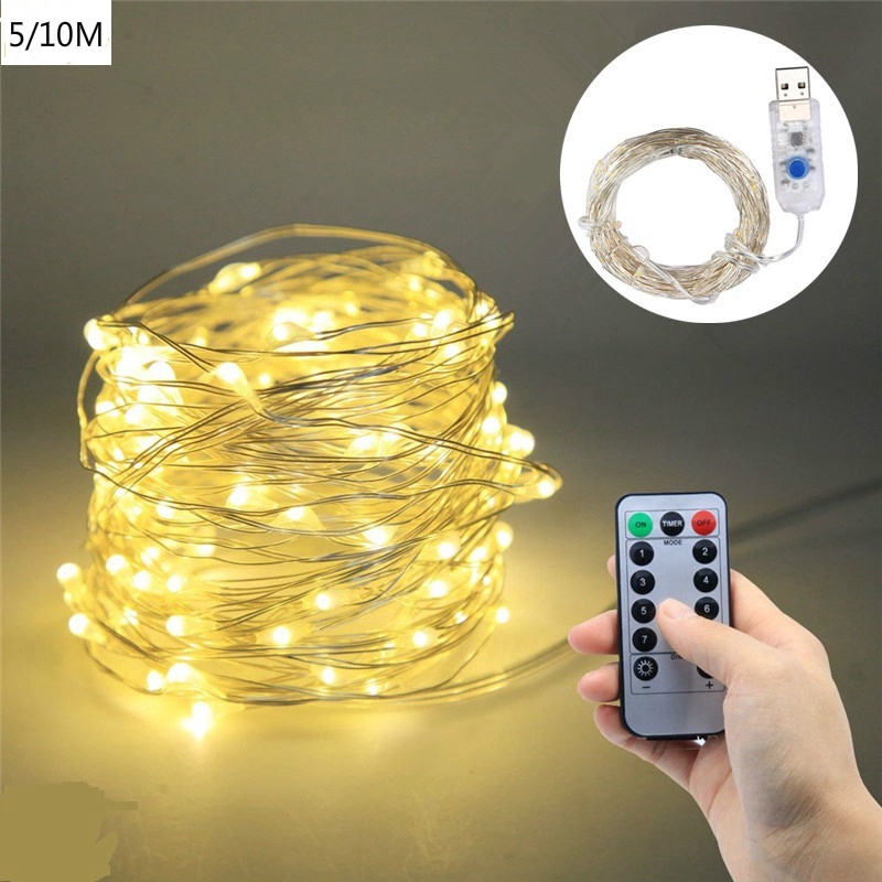 Dây Đèn Led Trang Trí 5 / 10m Cổng Usb Kèm Điều Khiển Từ Xa