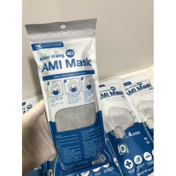 30Chiếc Khẩu trang KF94, khẩu trang 4D AMI chuẩn Hàn Quốc chống bụi mịn và kháng khuẩn [ Chính Hãng ]
