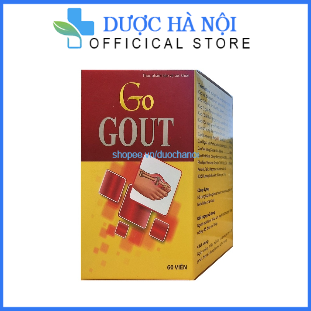 Viên uống GO GOUT – giúp giảm sưng, đau nhức khớp ngón chân, bàn chân do gout hộp 60 viên.