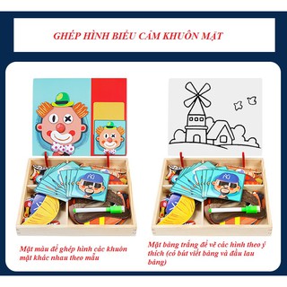Bảng Ghép Nam Châm Bằng Gỗ 2 Mặt Cho Bé Chủ Đề Giao Thông - Khuôn Mặt