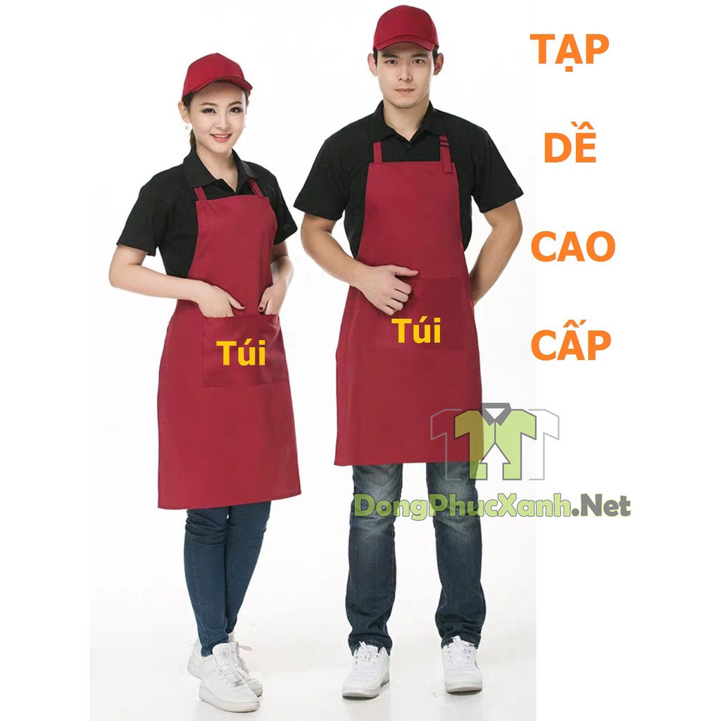 Tạp Dề Màu ĐỎ ĐÔ Làm Đồng Phục Cao Cấp