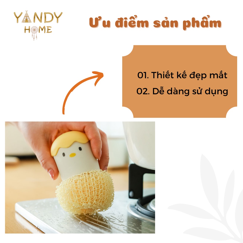 Bộ rửa chén bát đĩa YANDY HOME NB01 có tay cầm kèm đế đựng hình gà con dễ thương bền đẹp