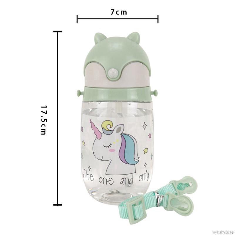 Bình nước gắn ống hút in họa tiết hoạt hình dễ thương an toàn tiện dụng cho bé